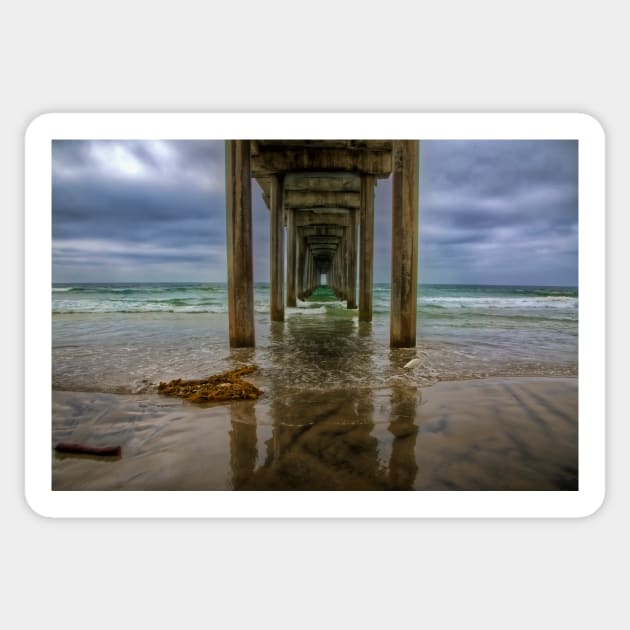 Scripps Pier Sticker by jswolfphoto